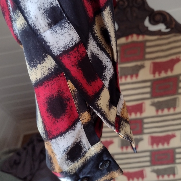 Genelli Men's XL Silk Vintage Shirt Geometric - Picture 6 of 7